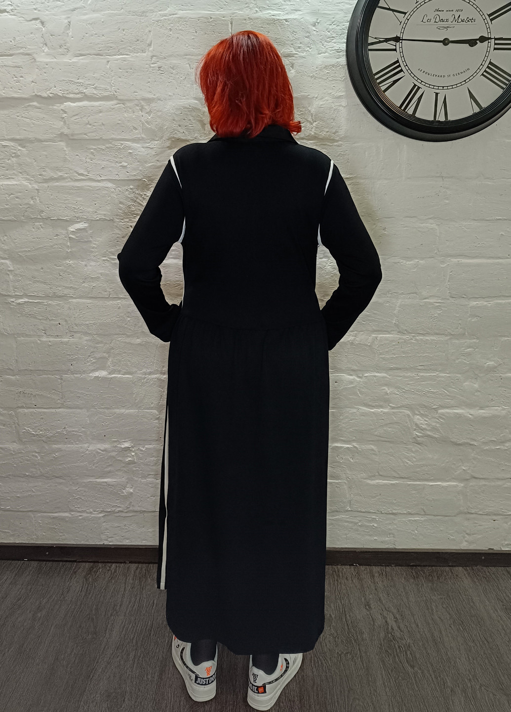 Черное кэжуал платье клеш Darkwin однотонное
