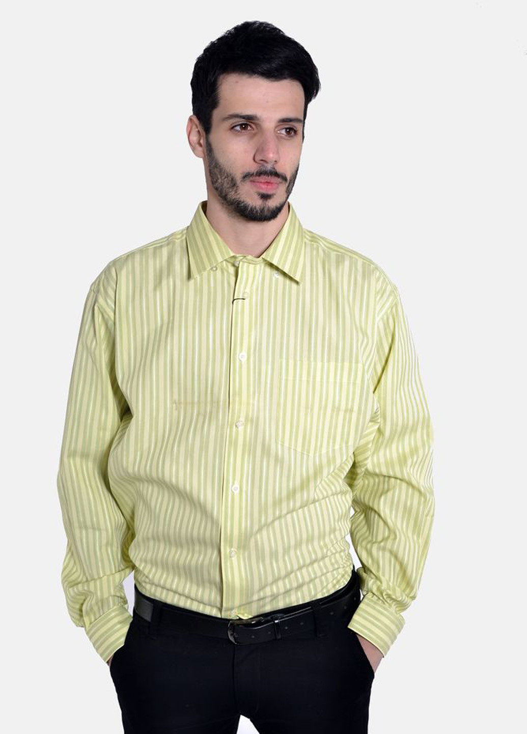 Салатовая кэжуал рубашка в полоску Framzoni
