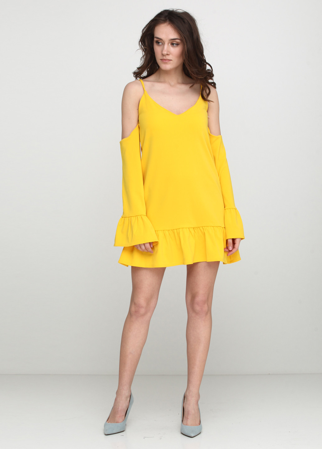 Желтое кэжуал платье а-силуэт Boohoo Boutique однотонное
