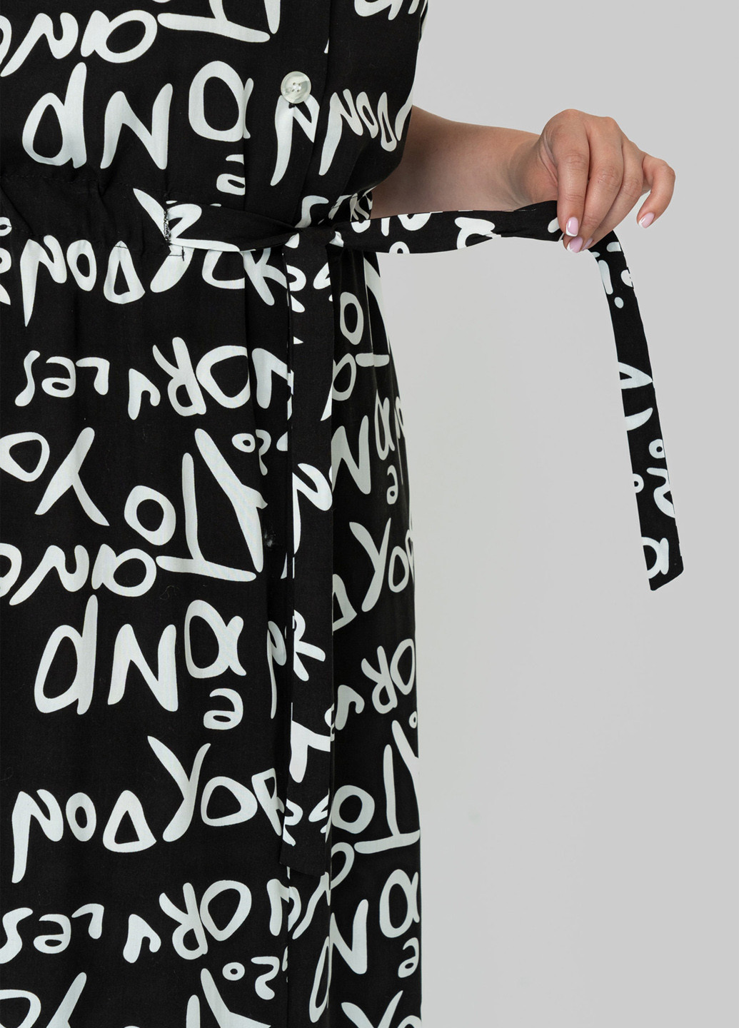 Черно-белое кэжуал платье а-силуэт A'll Posa с надписью