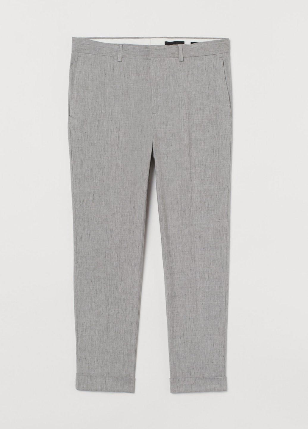 Серые классические демисезонные зауженные, укороченные брюки H&M