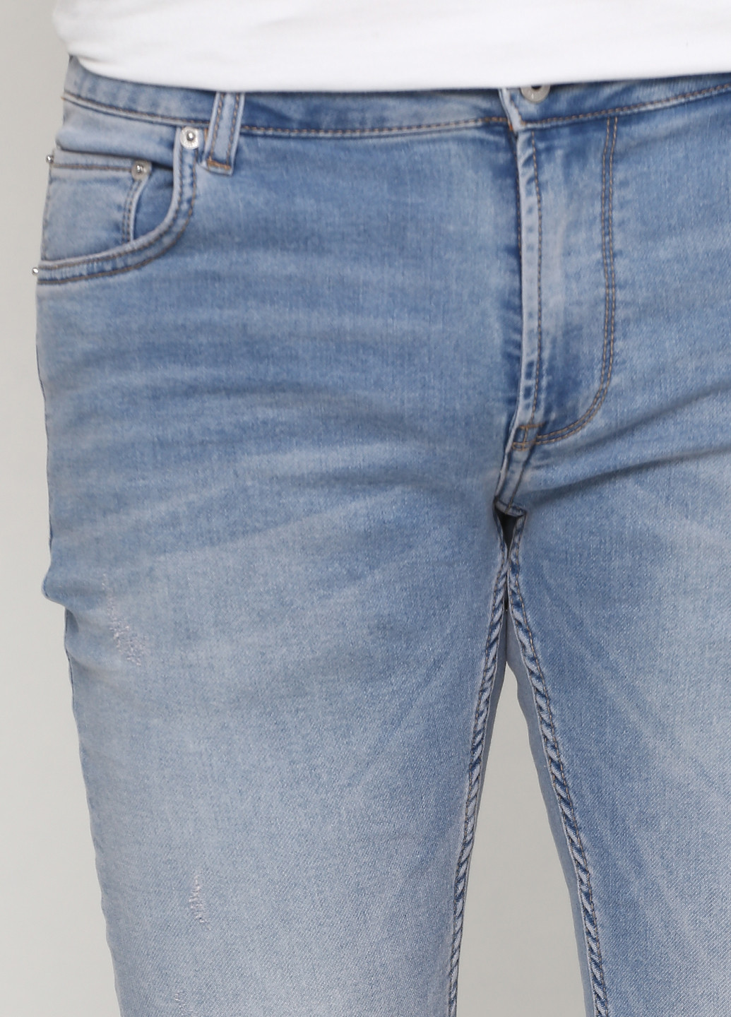 Голубые демисезонные слим фит джинсы Solid