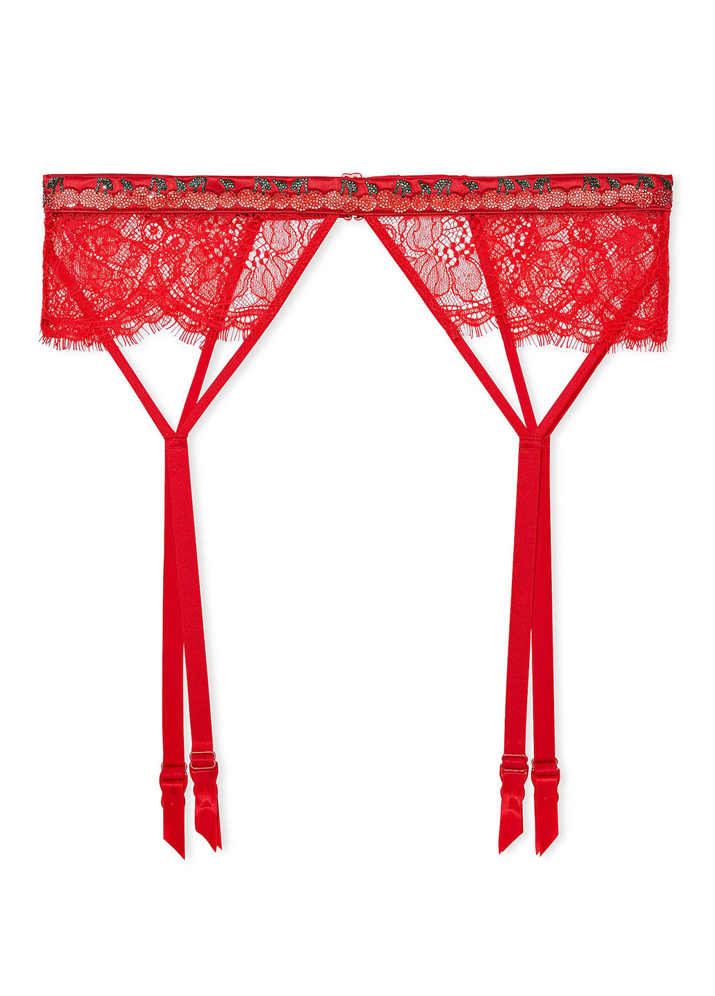Красный демисезонный комплект (бюстгальтер, трусики, пояс для чулок) Victoria's Secret