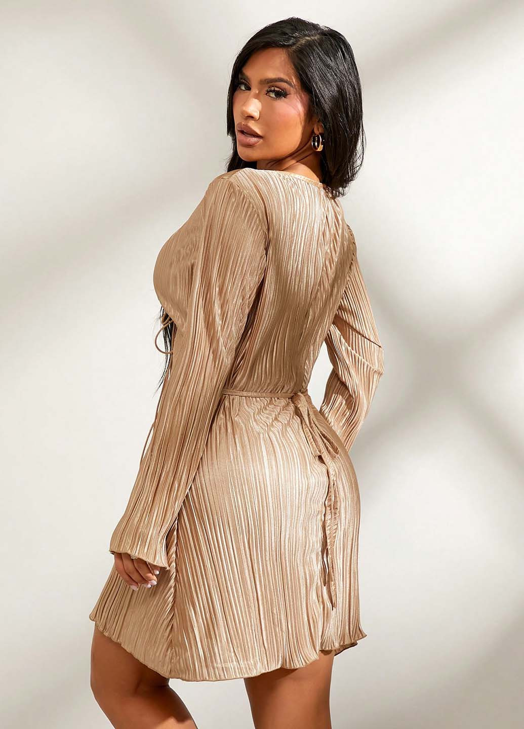 Бежева кежуал сукня плісована SHEIN однотонна