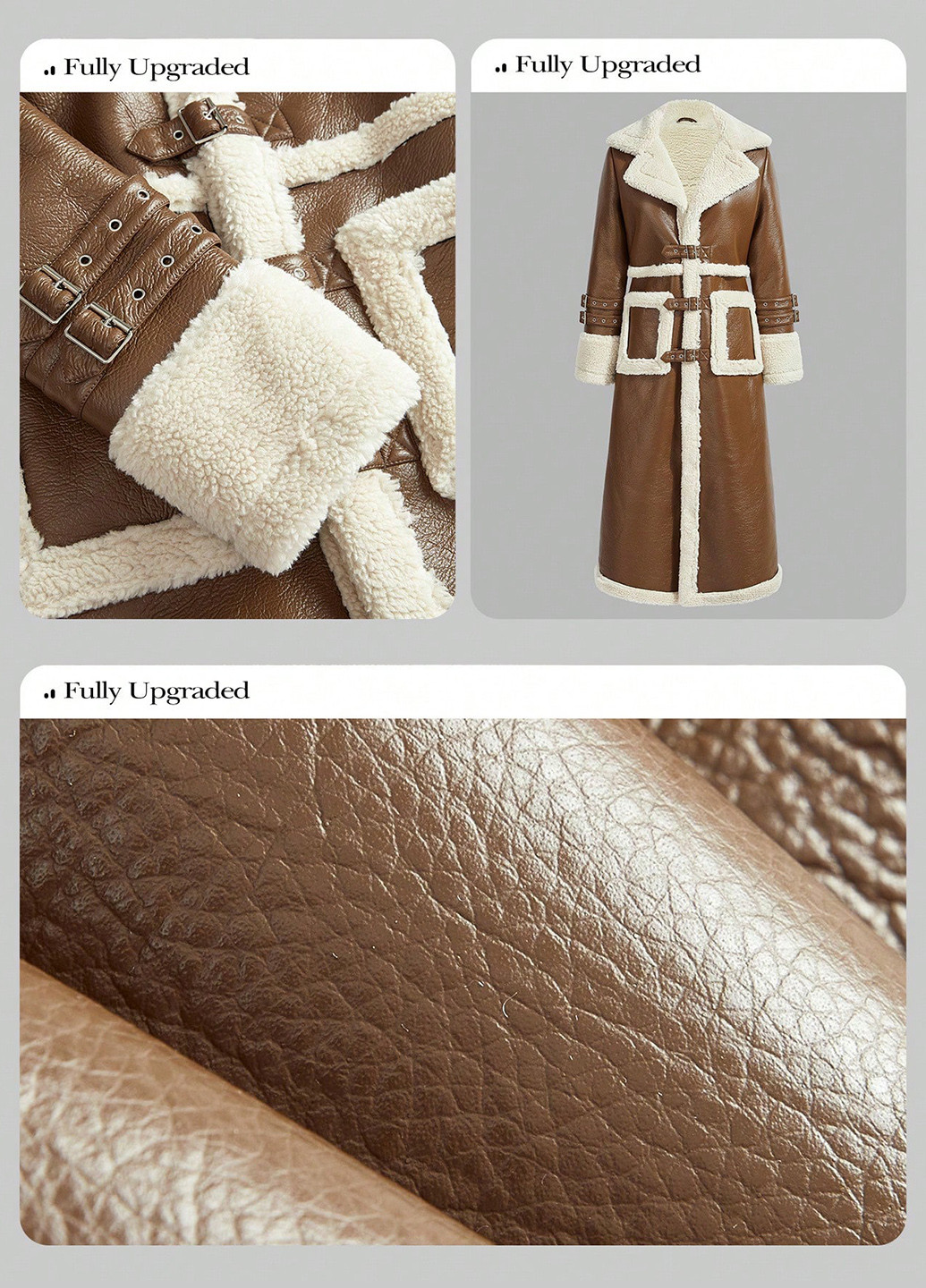 Коричневое зимнее Пальто однобортное SHEIN