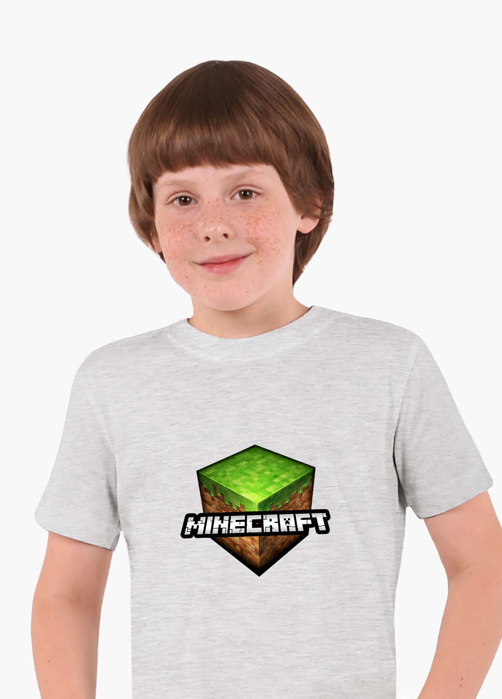Світло-сіра демісезонна футболка дитяча майнкрафт (minecraft) (9224-1174) MobiPrint