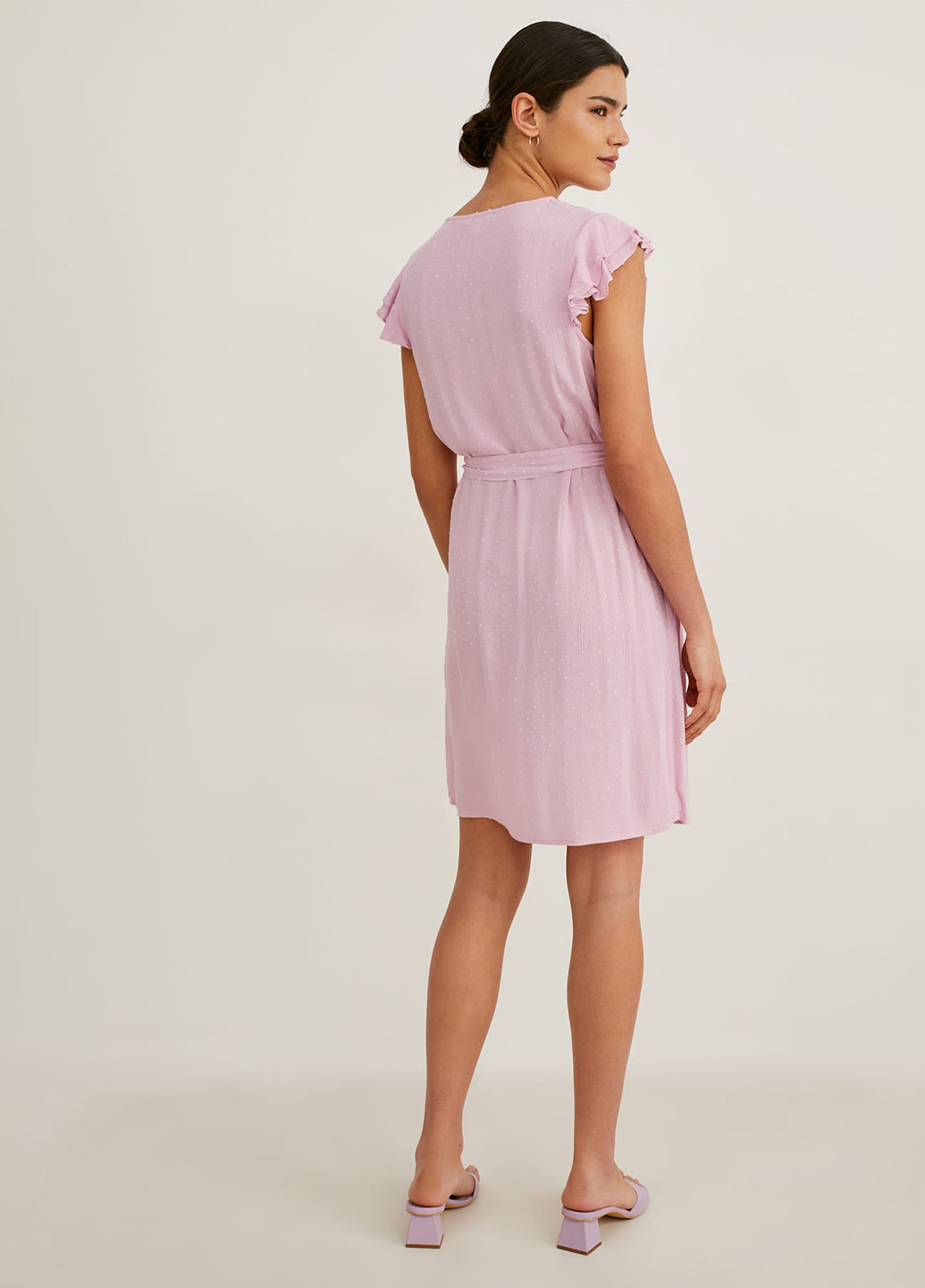 Светло-розовое кэжуал платье C&A однотонное
