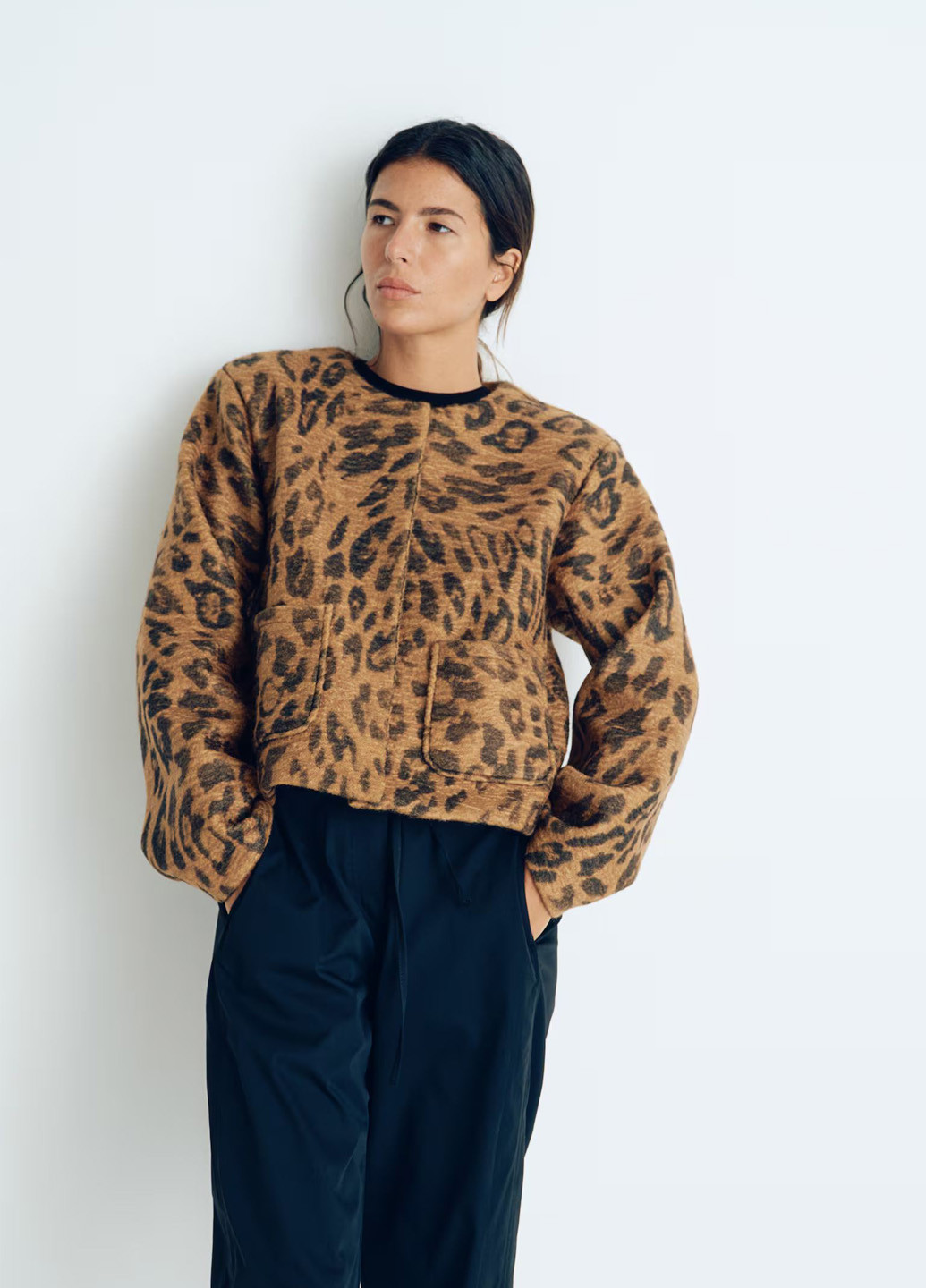 Светло-коричневый женский жакет H&M леопардовый - демисезонный