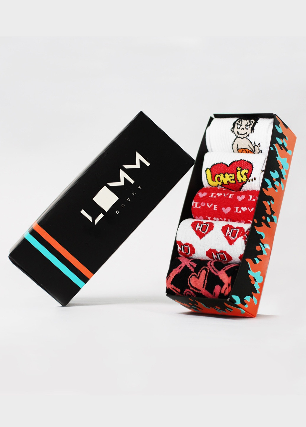 Комбіновані подарунковий набір щкарпеток у коробці love box LOMM малюнки (251846747)