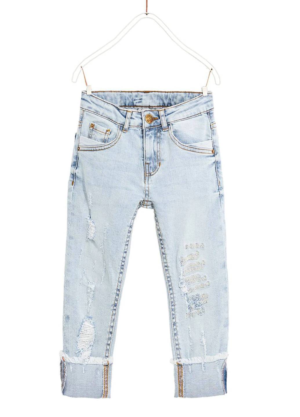 Голубые демисезонные зауженные джинсы Zara