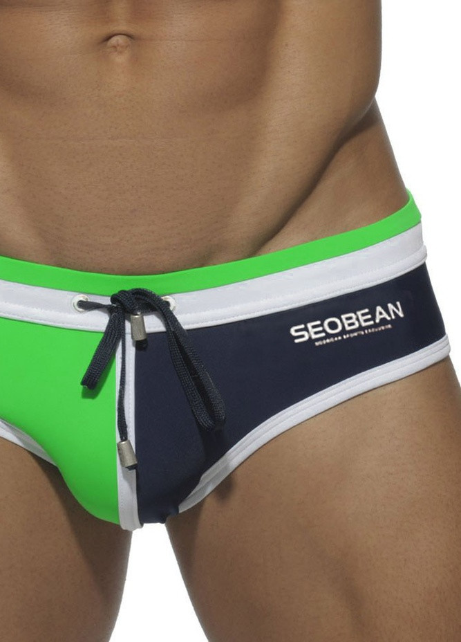 Мужские зеленые пляжные мужские узкие плавки Seobean