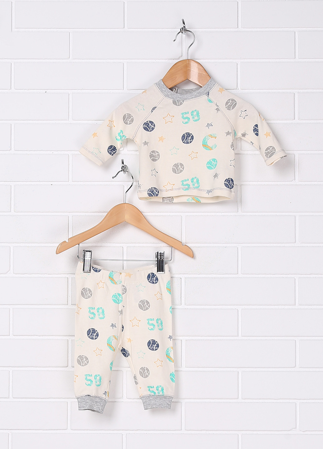Молочная всесезон пижама (лонгслив, брюки) H&M