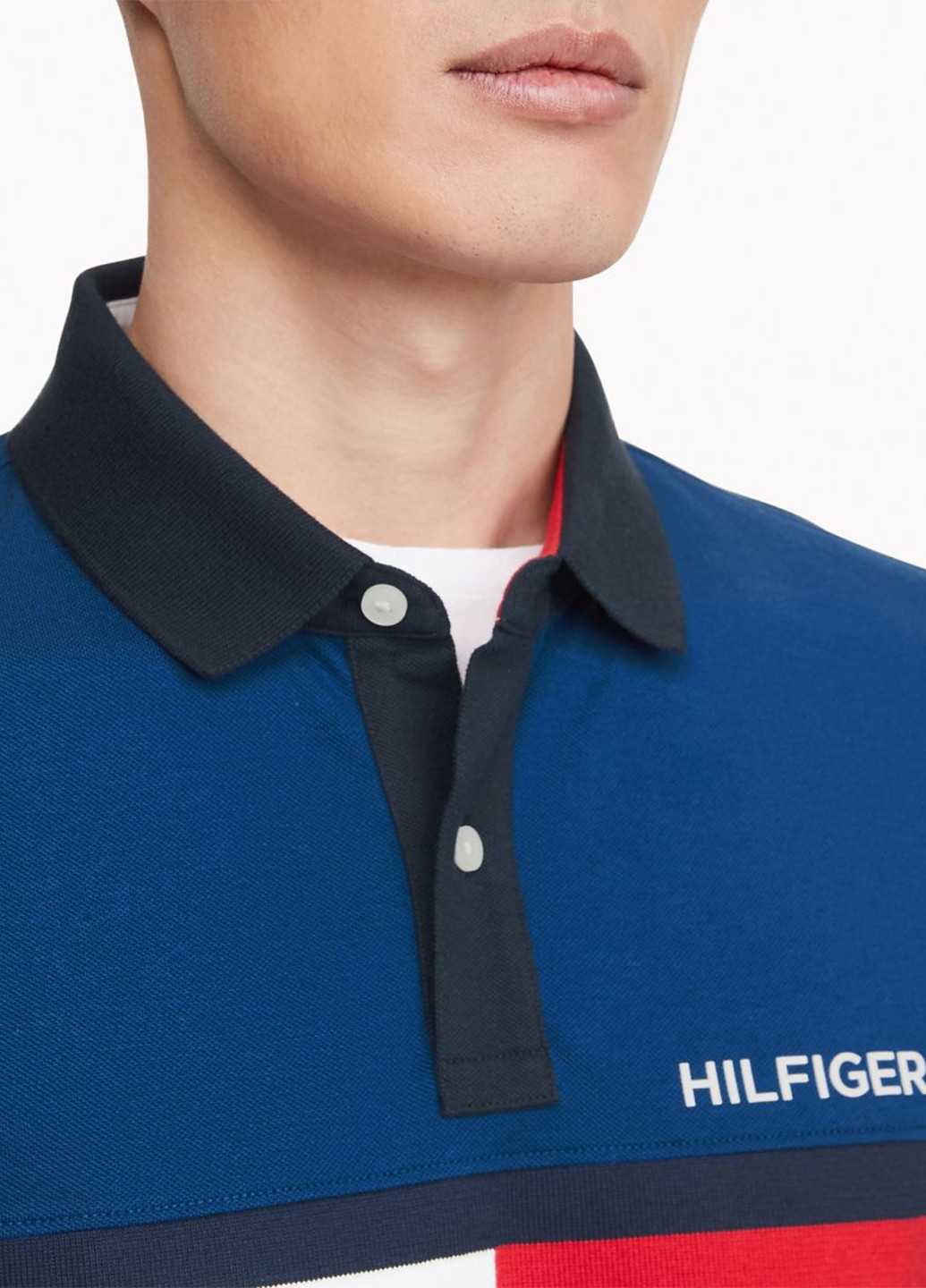 Синяя футболка-поло для мужчин Tommy Hilfiger с логотипом