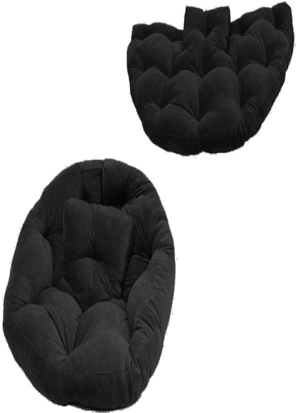 Бескаркасное раскладное кресло трансформер лежак матрас ручной работы (214578-Т) Черный велюр Francesco Marconi (230586693)