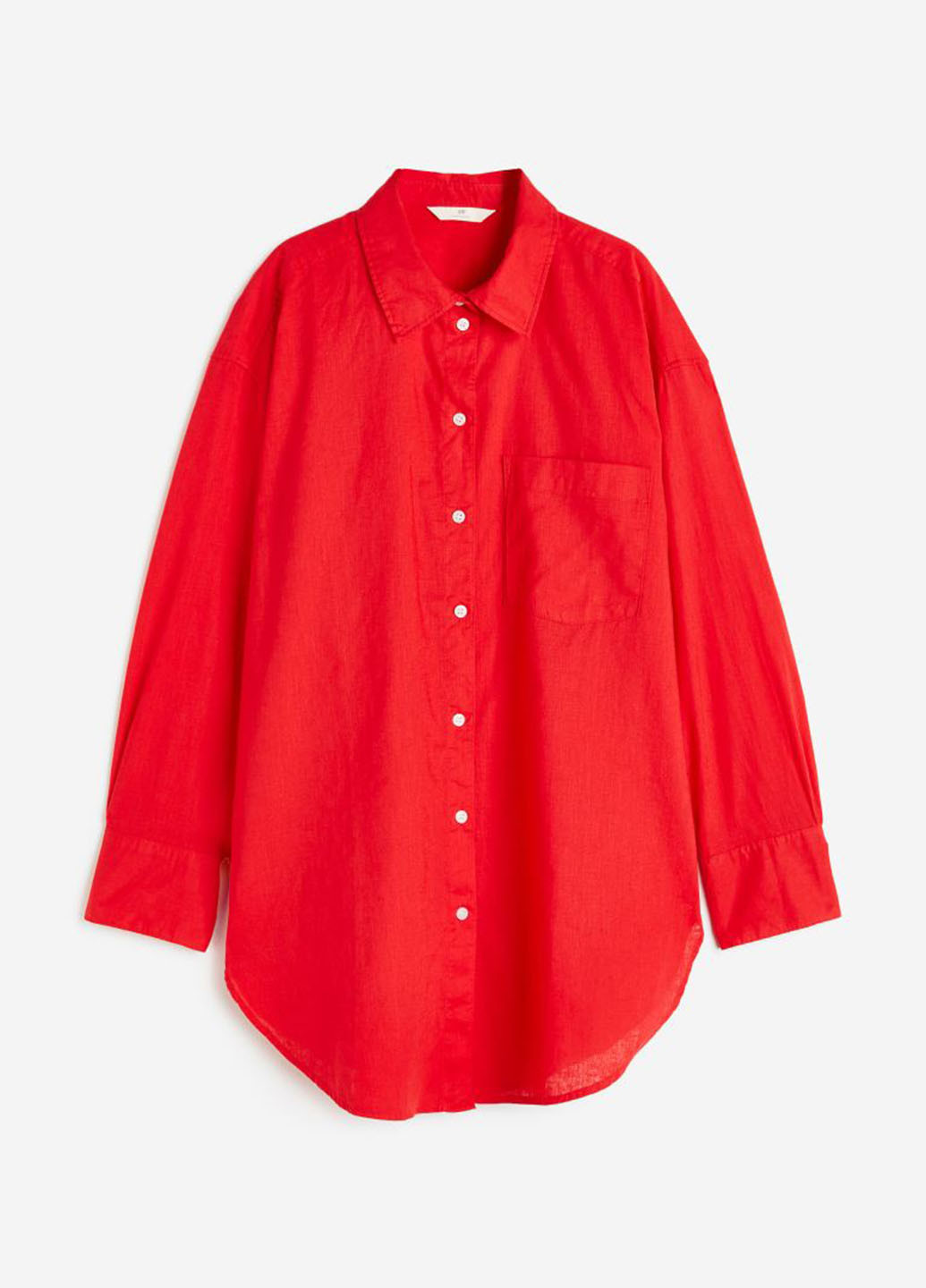 Красная кэжуал рубашка однотонная H&M