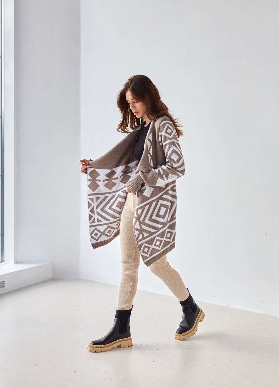 Светло-коричневый демисезонный кардиган MEREZHKA