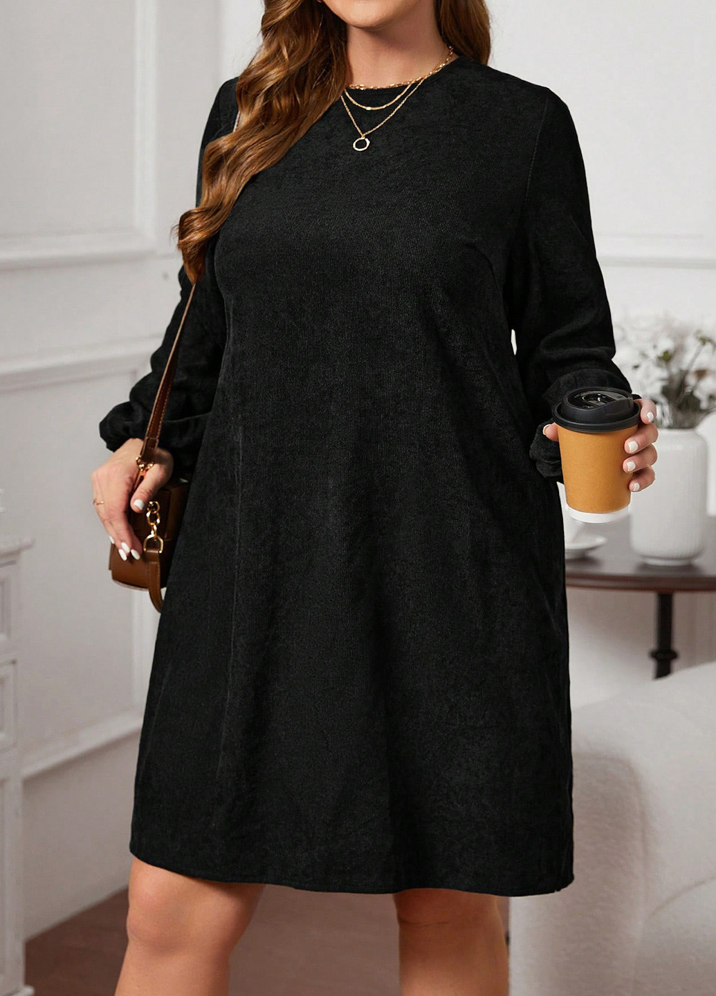 Черное вечернее, кэжуал платье а-силуэт SHEIN однотонное