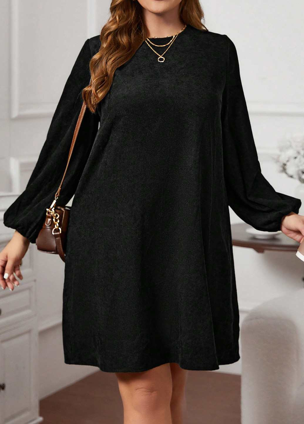 Черное вечернее, кэжуал платье а-силуэт SHEIN однотонное