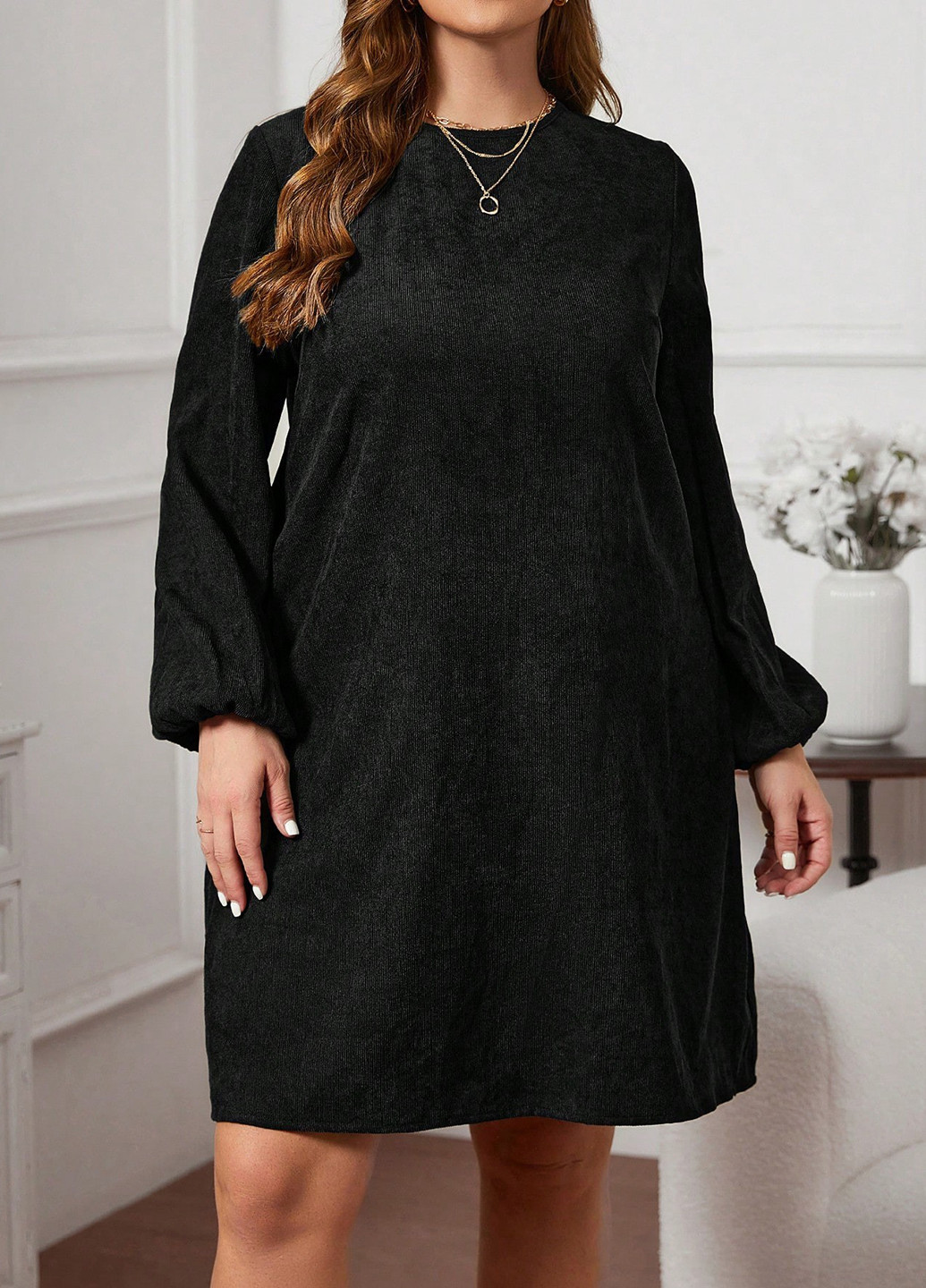 Черное вечернее, кэжуал платье а-силуэт SHEIN однотонное