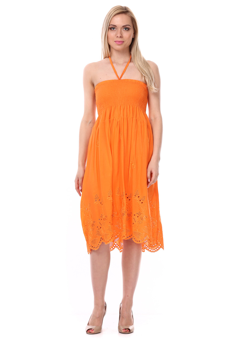 Оранжевая кэжуал однотонная юбка Carrokar миди