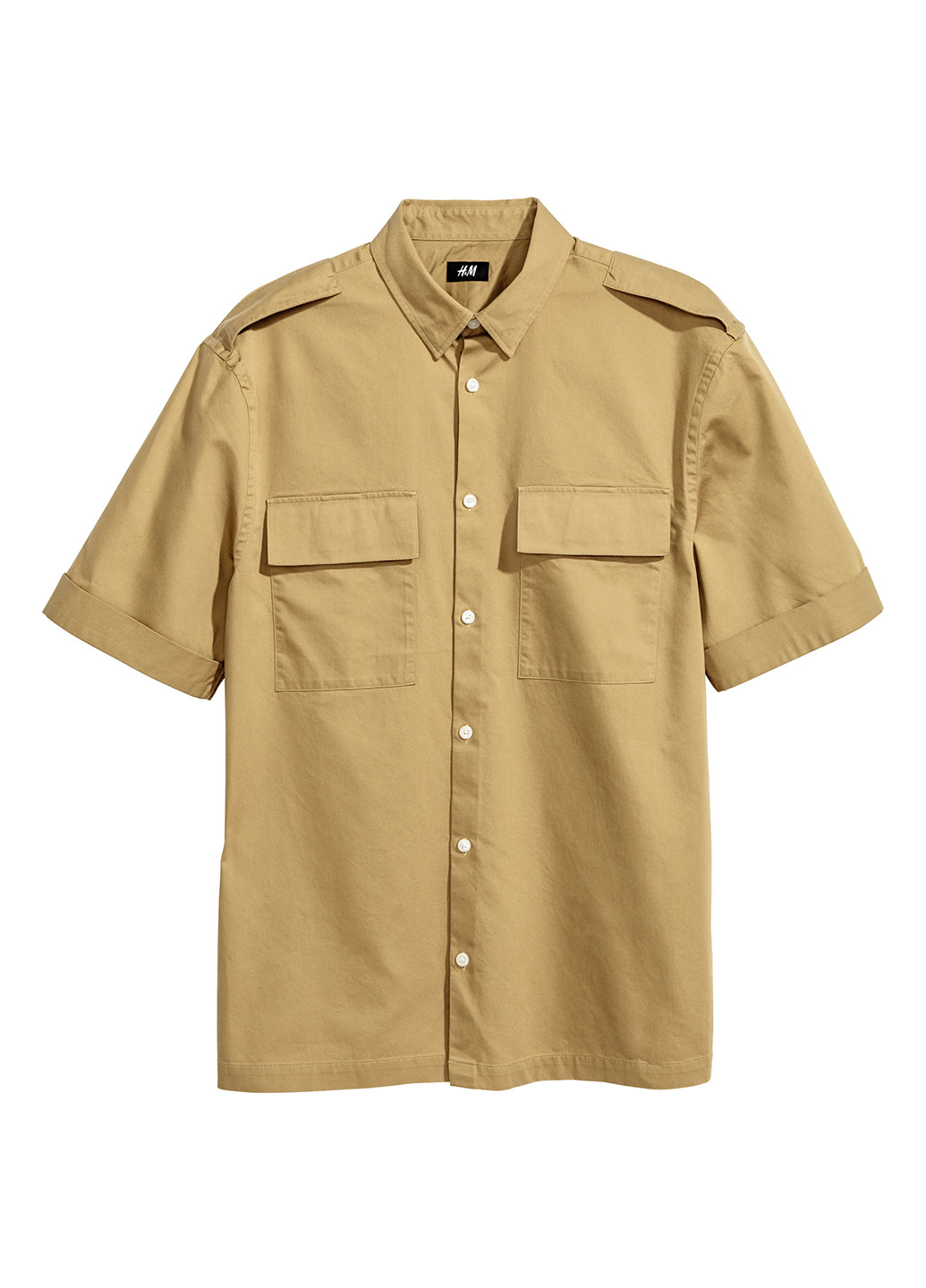 Сорочка H&M з коротким рукавом однотонна коричнева кежуал