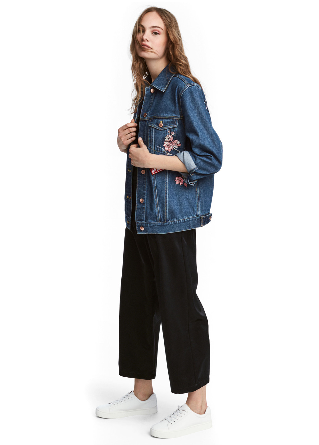 Черные кэжуал демисезонные шаровары брюки H&M