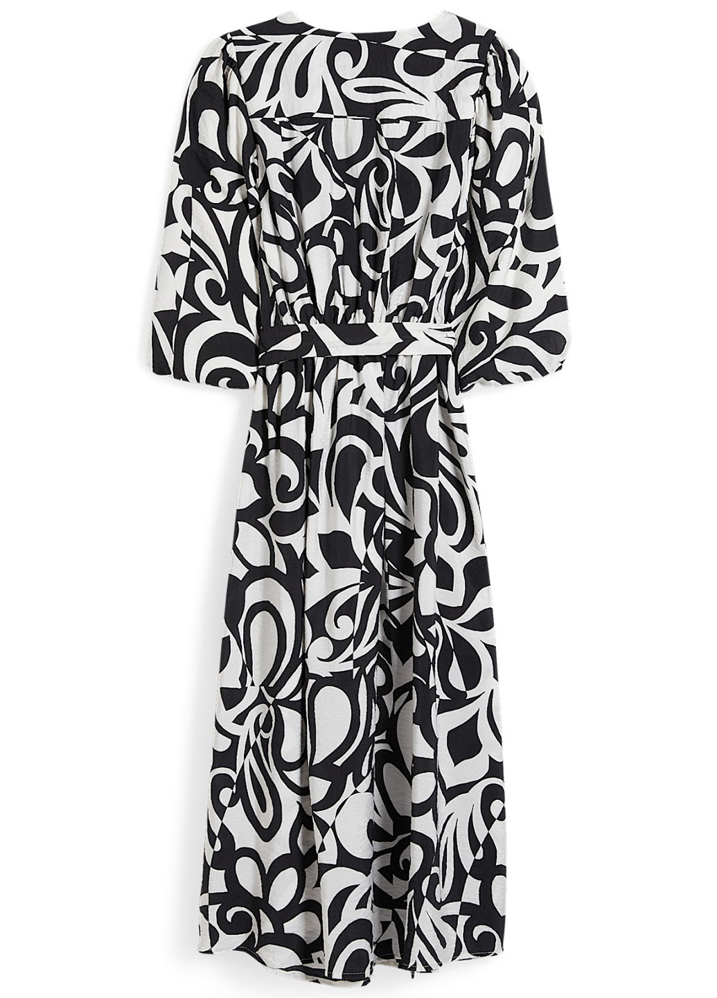 Чорно-білий кежуал сукня кльош, на запах C&A з квітковим принтом