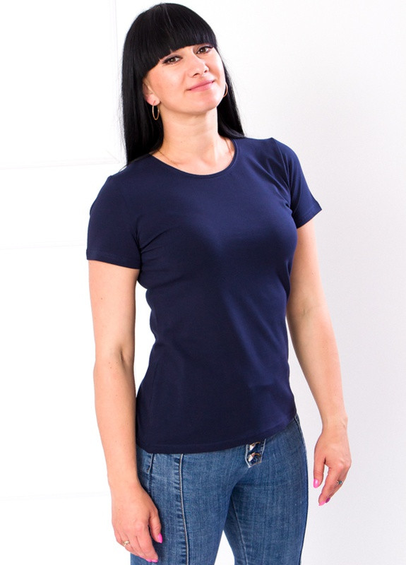 Темно-синя літня футболка жіноча Носи своє 8188