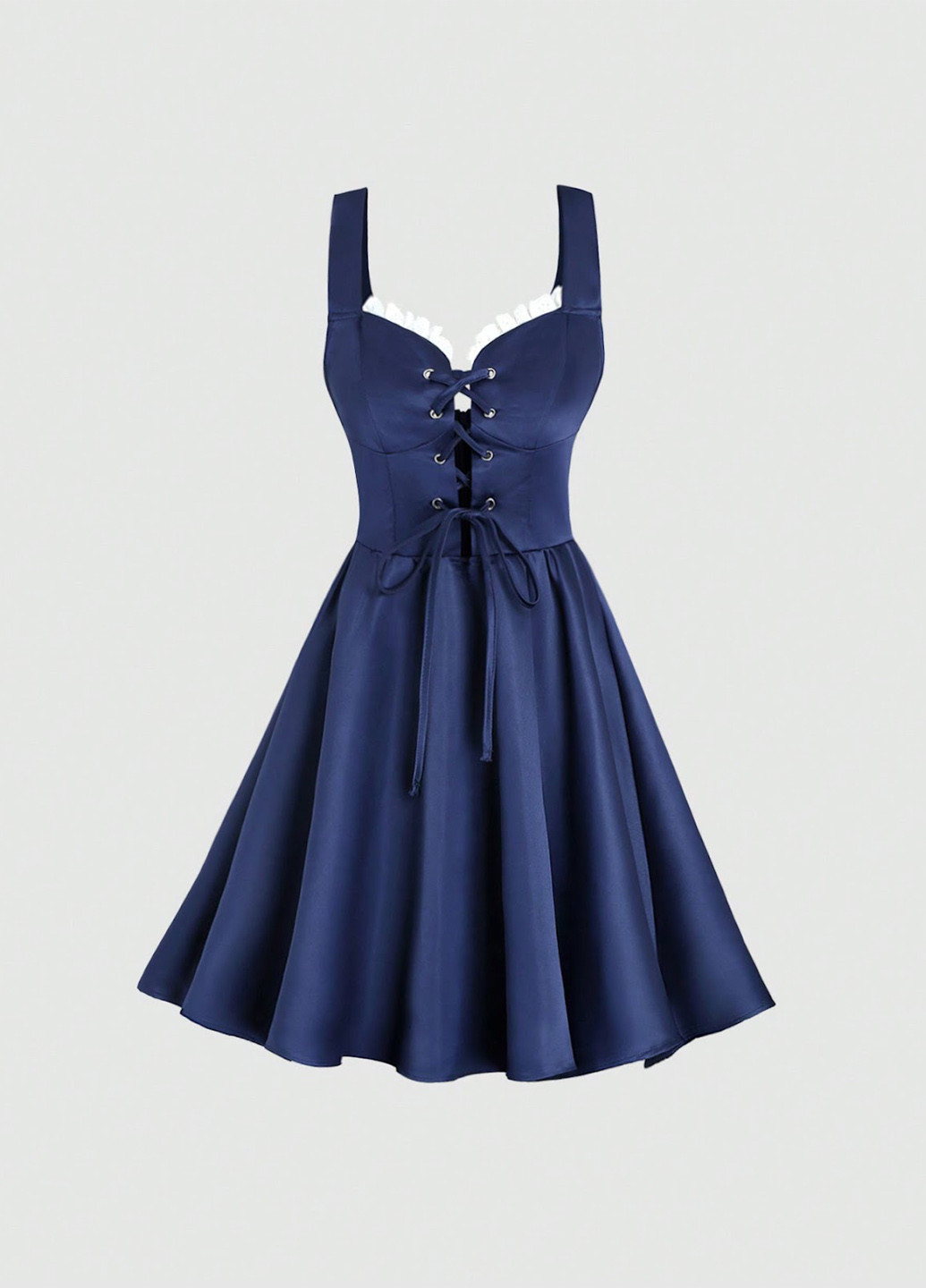 Темно-синя вечірня, коктейльна, кежуал сукня з спідницею-сонце SHEIN однотонна