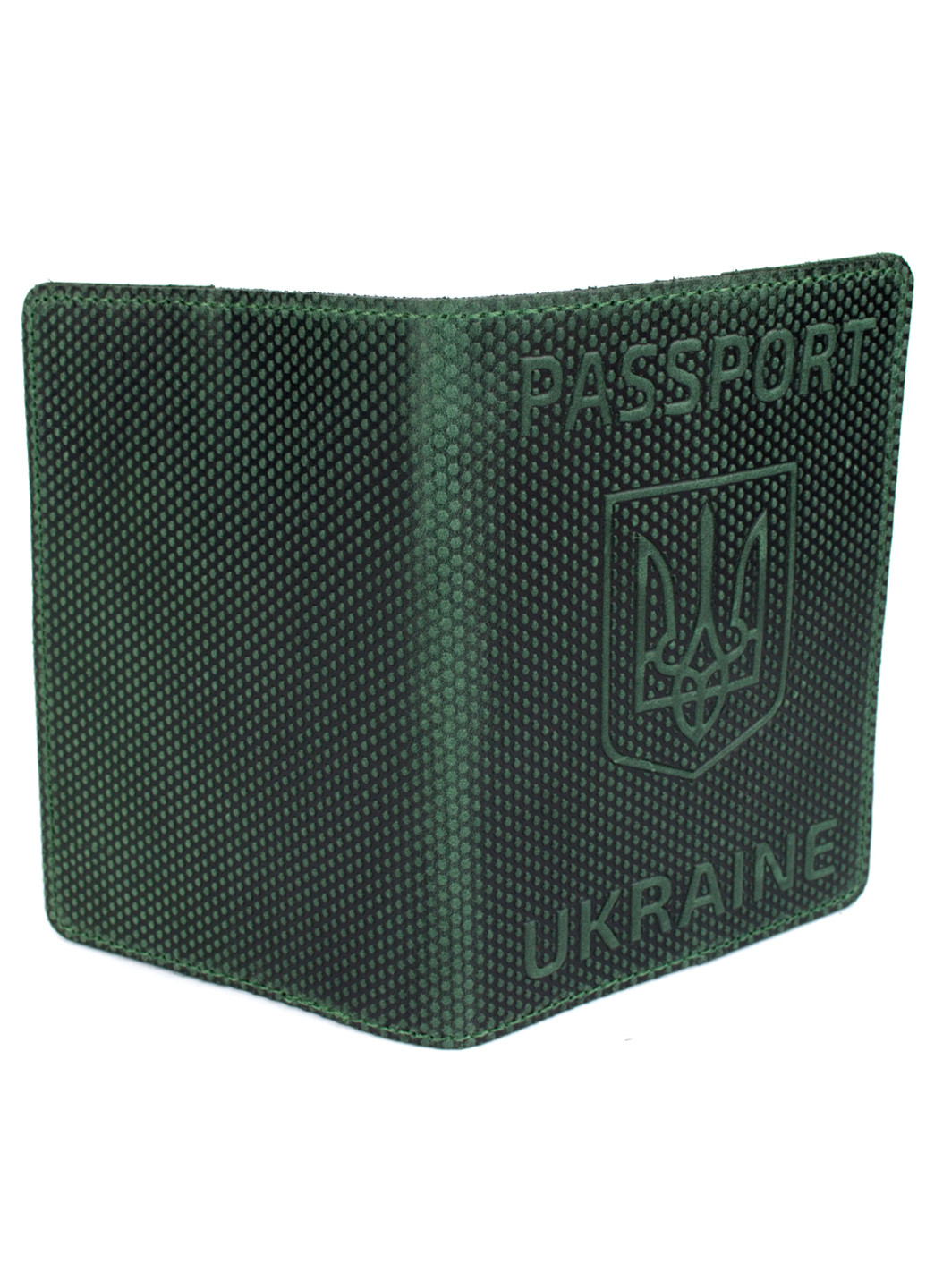 Подарунковий набір №35: обкладинка на паспорт "Герб" + обкладинка на закордонний паспорт "Карта" (зелений) HandyCover однотонні зелені