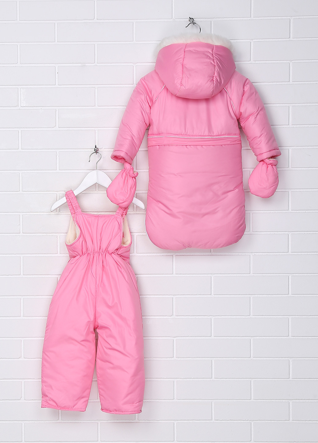 Розовый зимний комплект (конверт, комбинезон куртка) Alisa