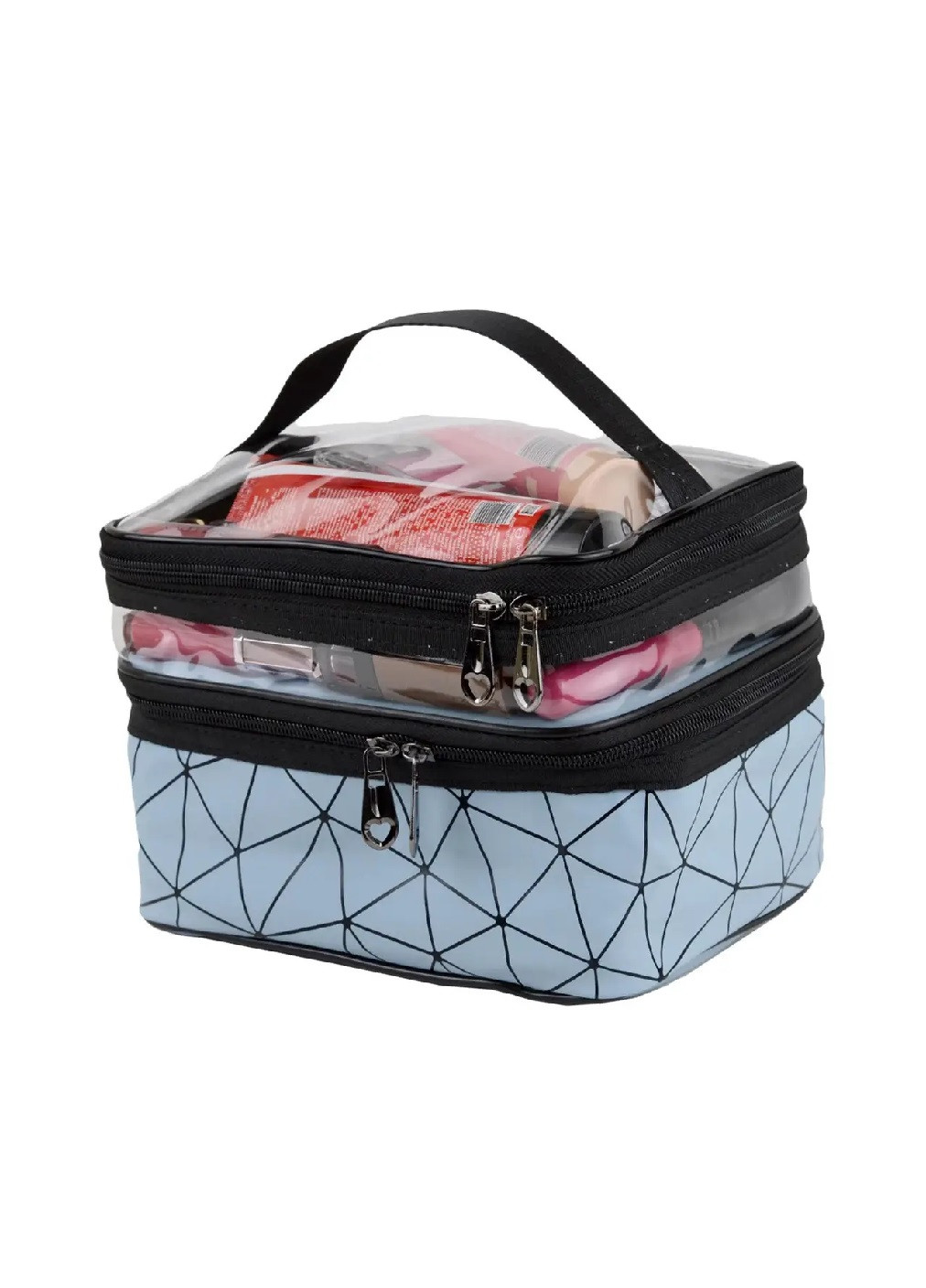 Двойной дорожный органайзер для косметики и средств личной гигиены компактная сумка косметичка 23*16*17 см (473513-Prob) Голубой Unbranded (255029692)