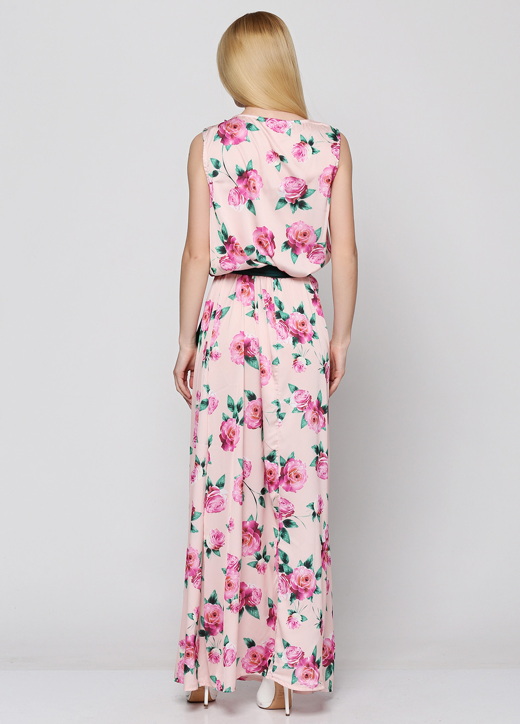 Пудровое кэжуал платье Ravol с цветочным принтом