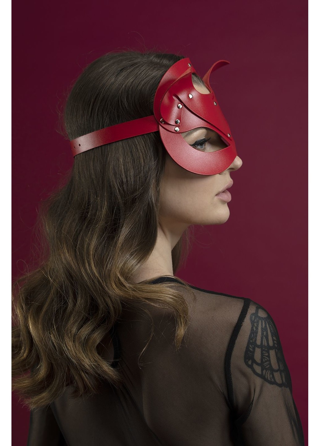 Маска кошечки - Catwoman Mask, натуральная кожа, красная Feral Feelings (254885533)