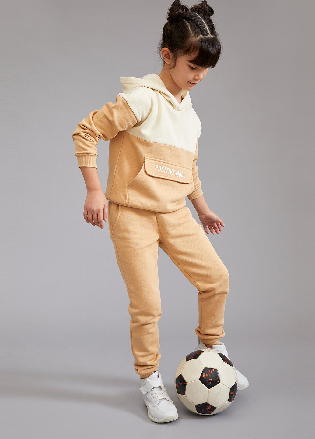 Комплект(світшот, штани) DeFacto брючний світло бежевий спортивний трикотаж, бавовна