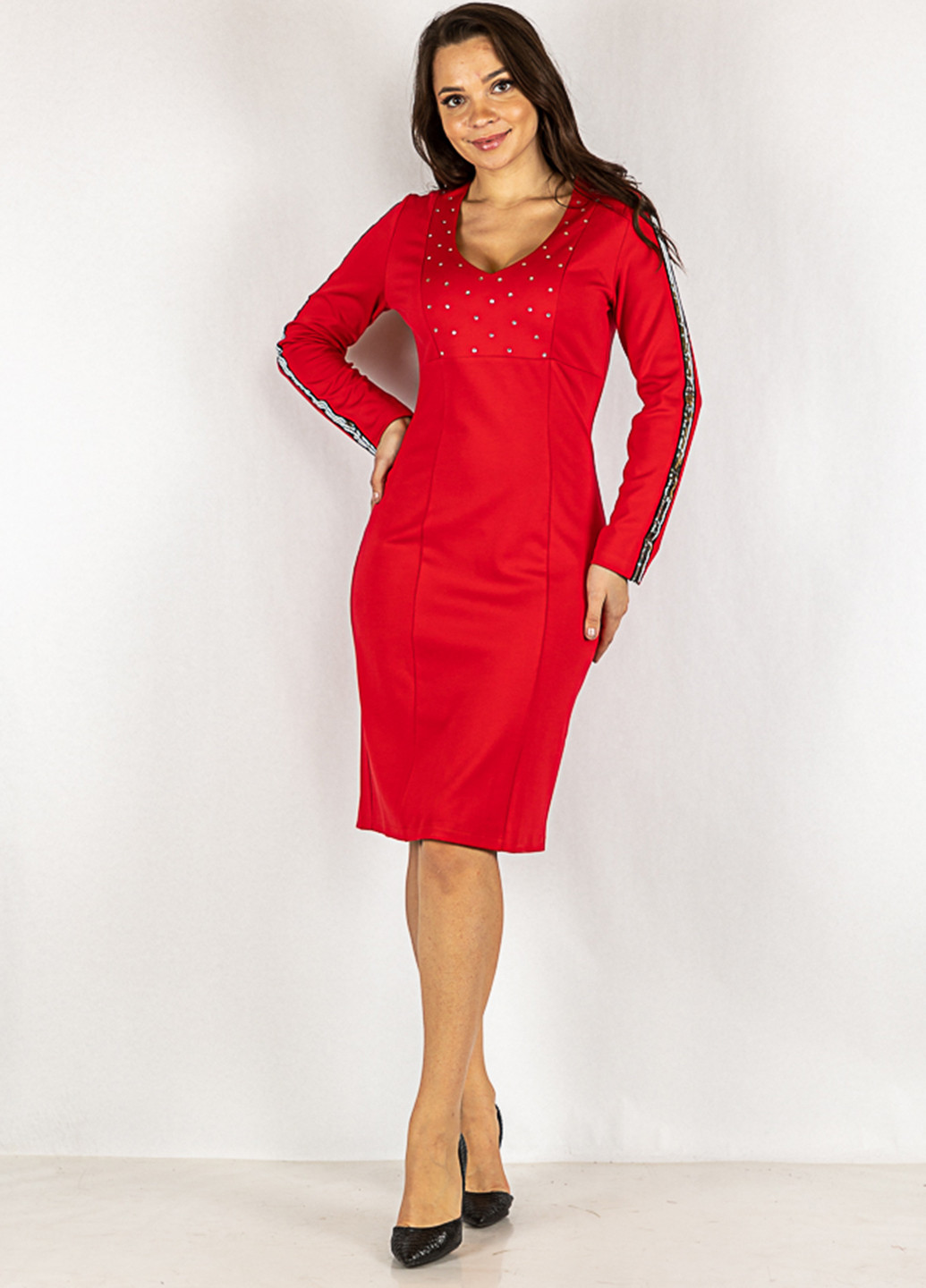 Красное кэжуал платье футляр Time of Style однотонное