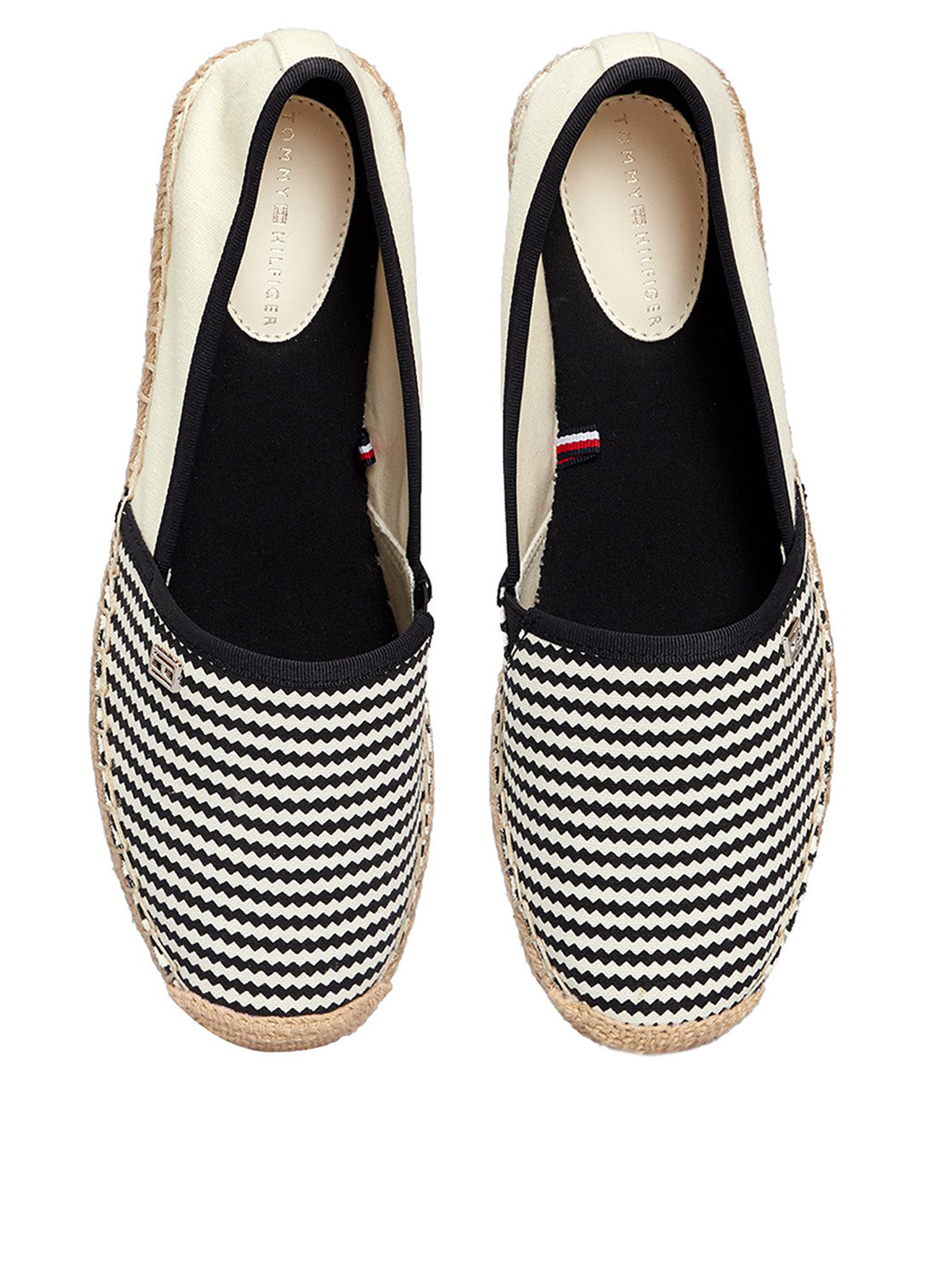 Чёрно-белые эспадрильи Tommy Hilfiger полоска логотип, плетение (306920012)