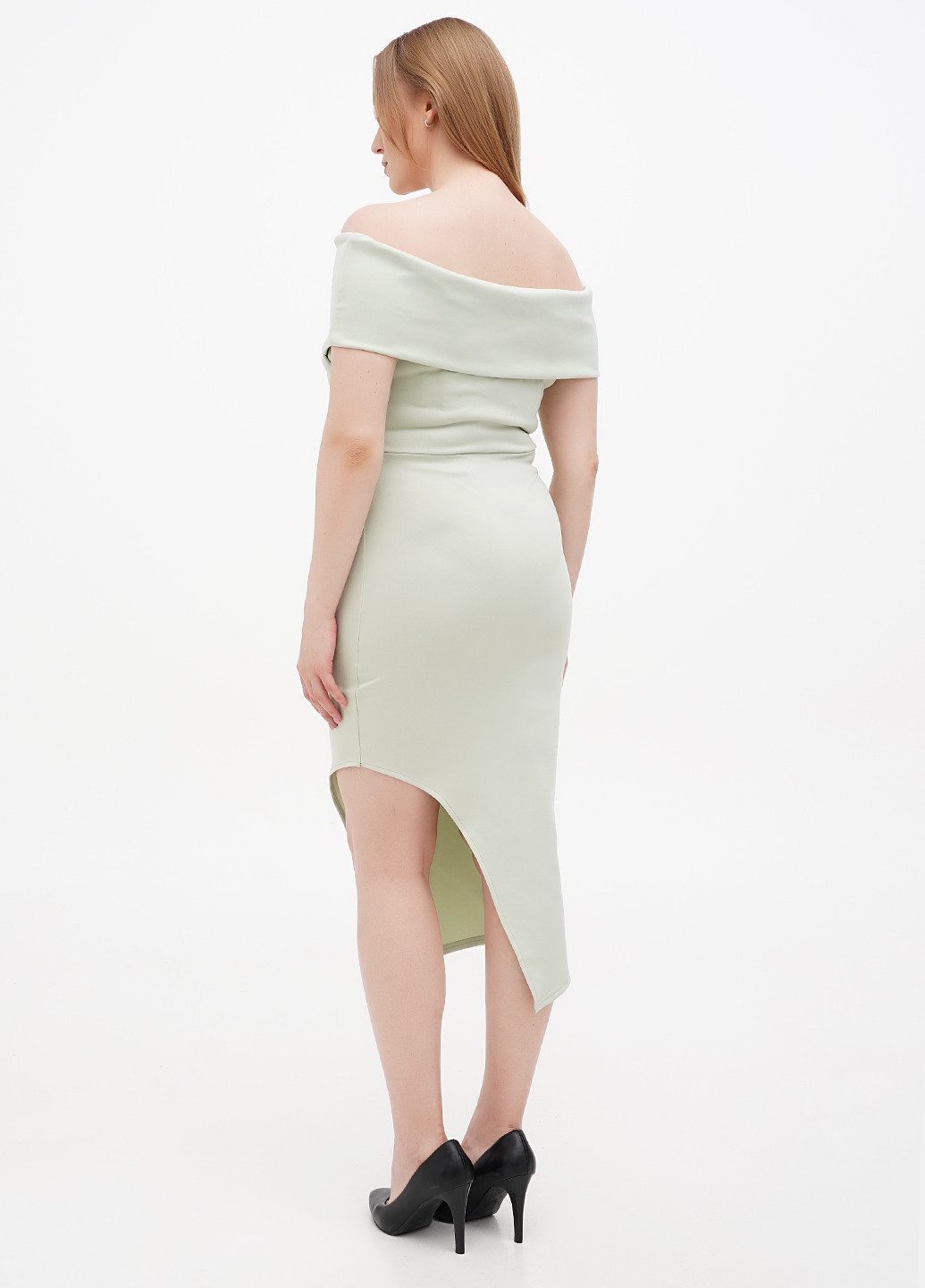 Мятное кэжуал платье с открытыми плечами Boohoo однотонное