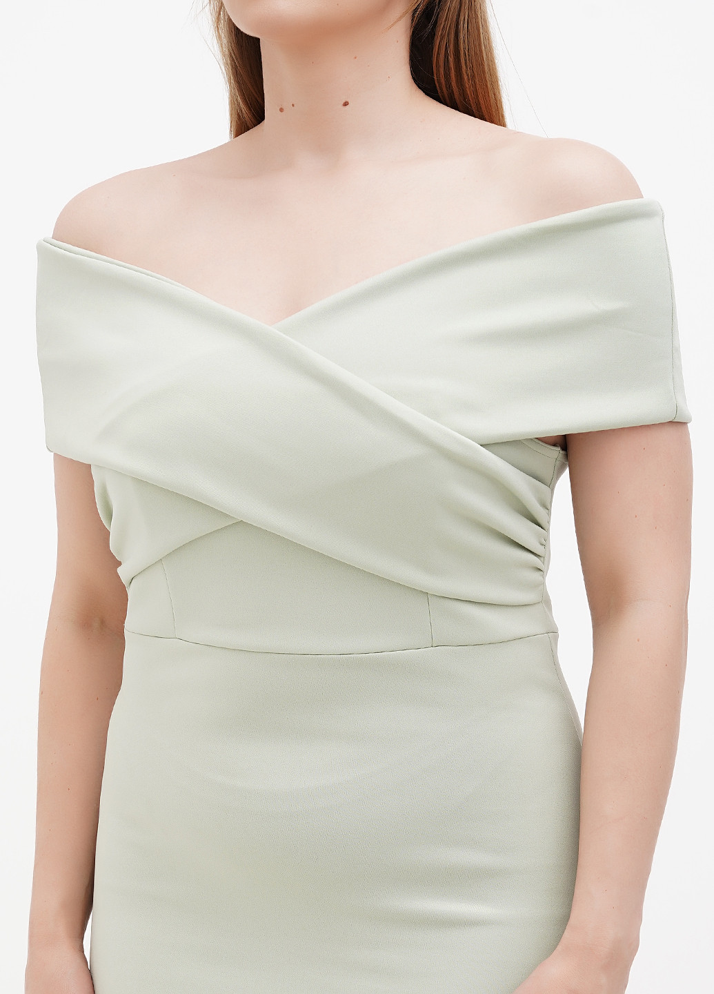 Мятное кэжуал платье с открытыми плечами Boohoo однотонное