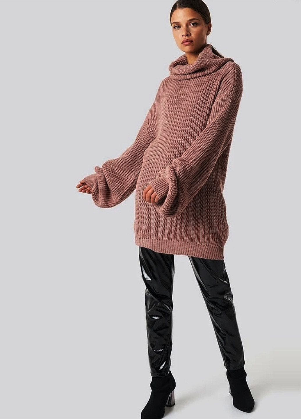 Рожево-коричневий зимовий светр NA-KD