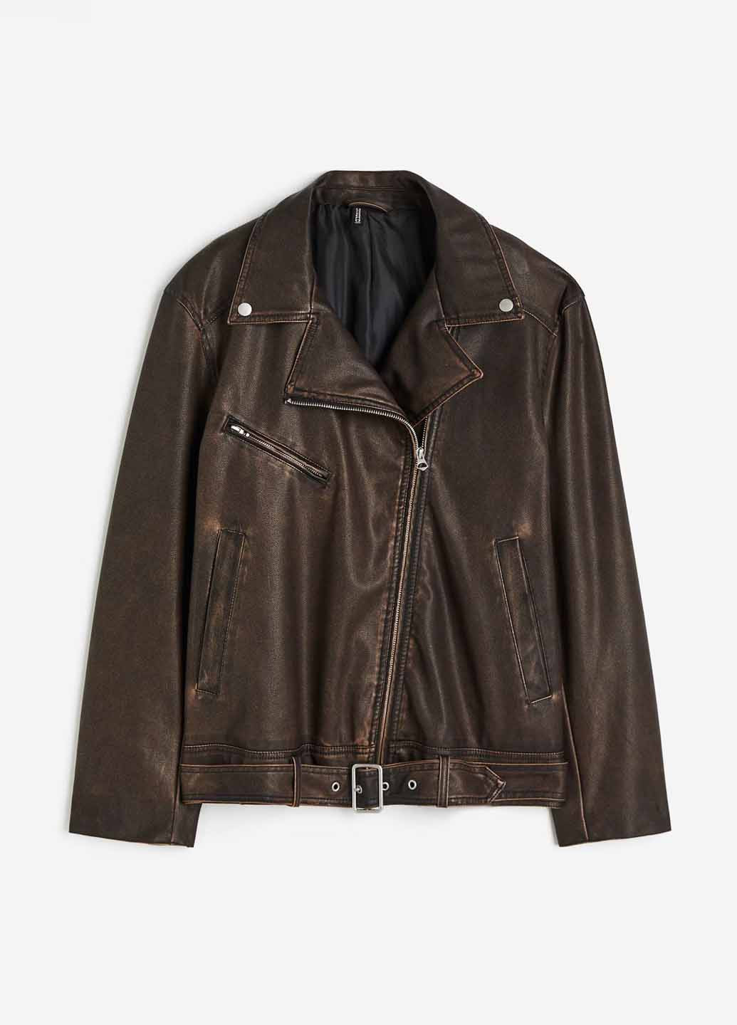 Темно-коричневая демисезонная куртка косуха H&M