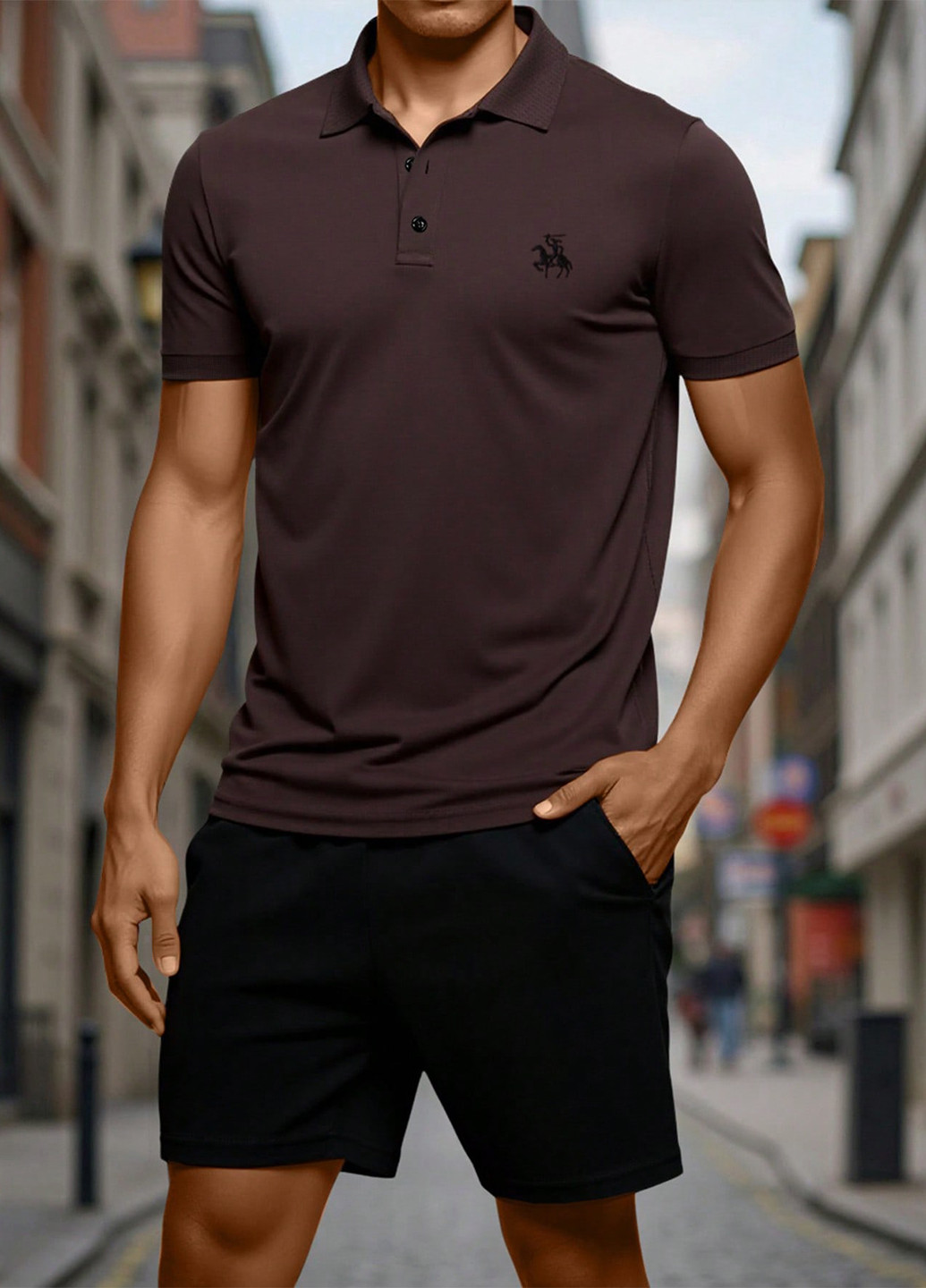 Комбинированный летний комплект (поло, шорты) SHEIN