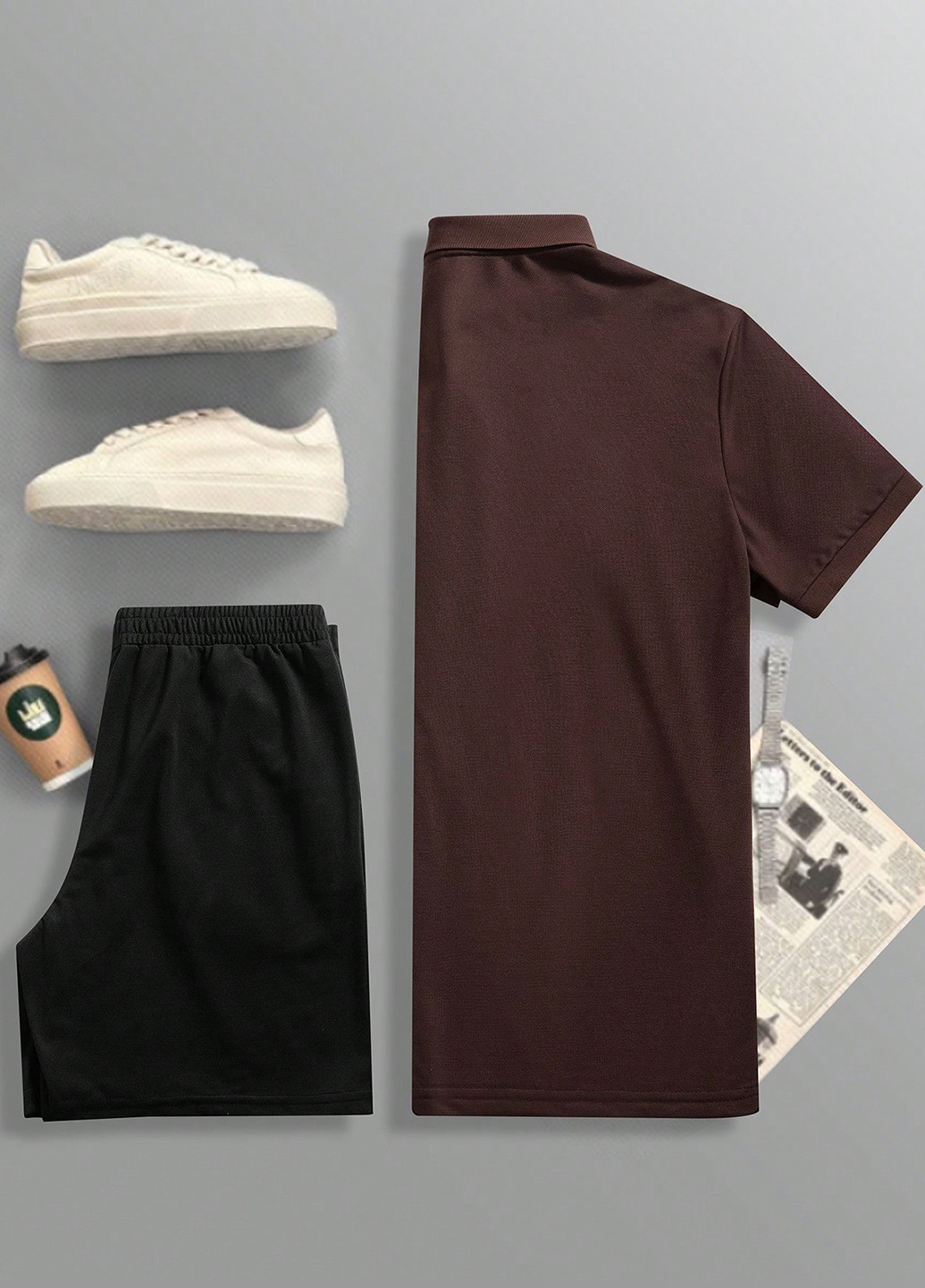 Комбинированный летний комплект (поло, шорты) SHEIN