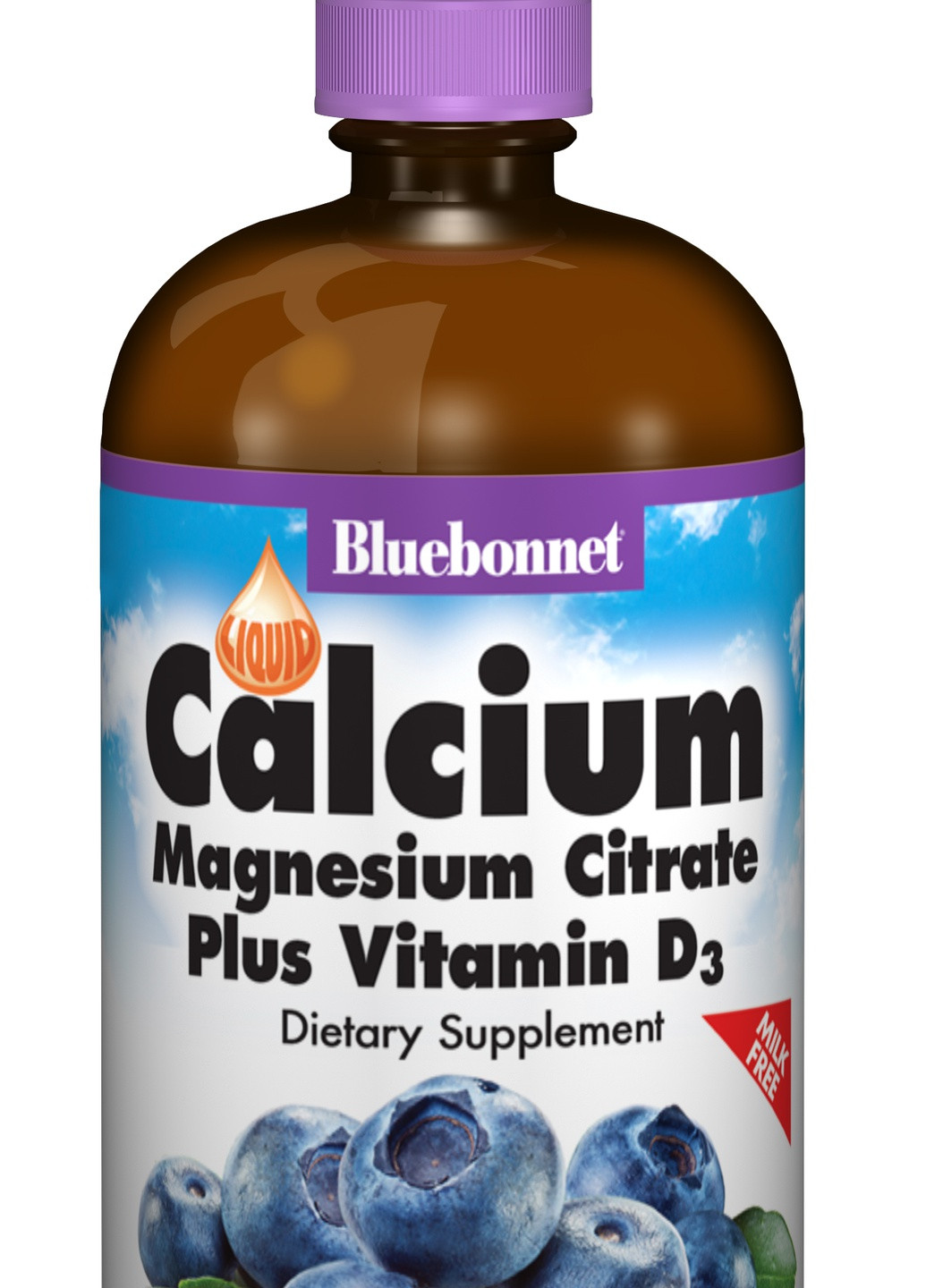 Жидкий Кальций Цитрат Магния + Витамин D3, Вкус Черники,, 16 жидких унций (472 мл) Bluebonnet Nutrition (228292295)