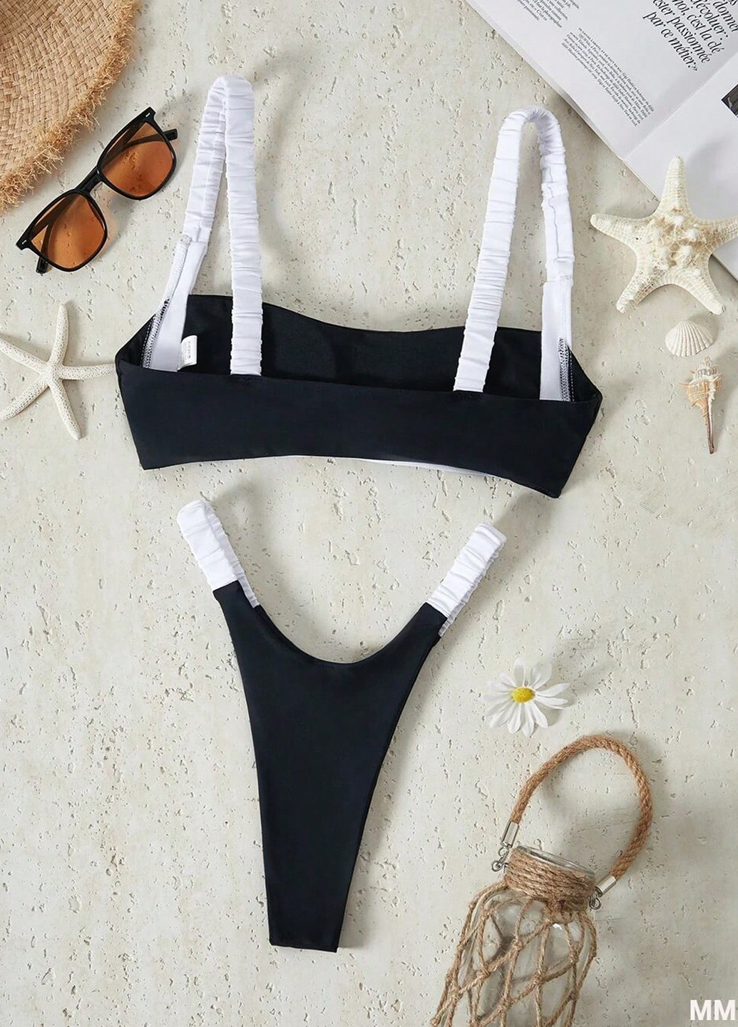 Чорно-білий літній купальник (ліф, трусики) роздільний SHEIN