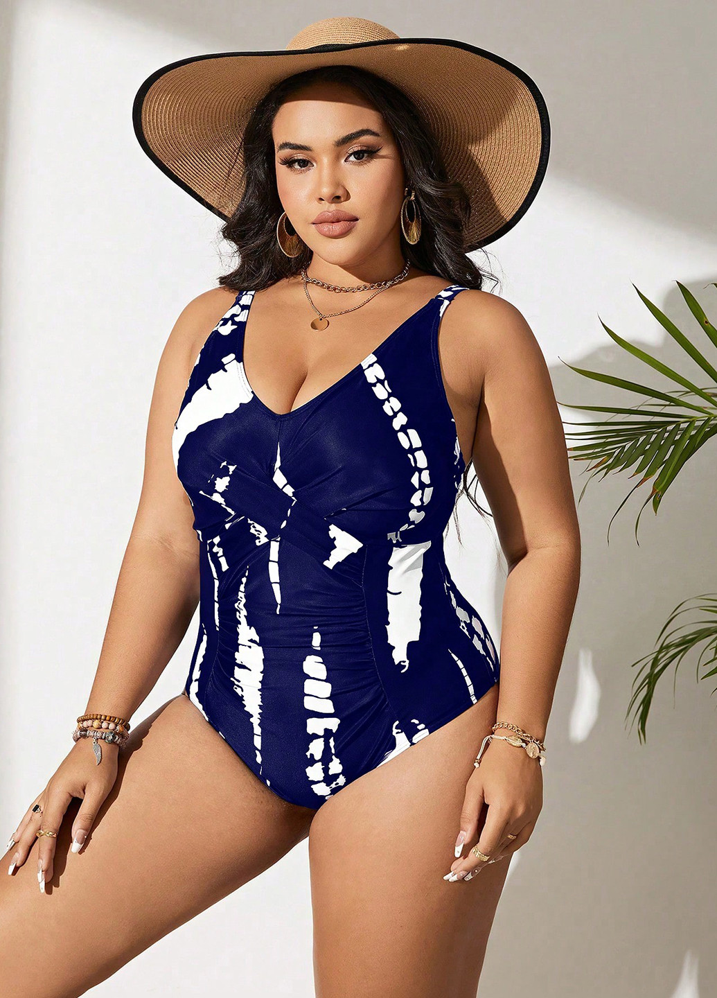 Синий демисезонный купальник слитный, майо SHEIN