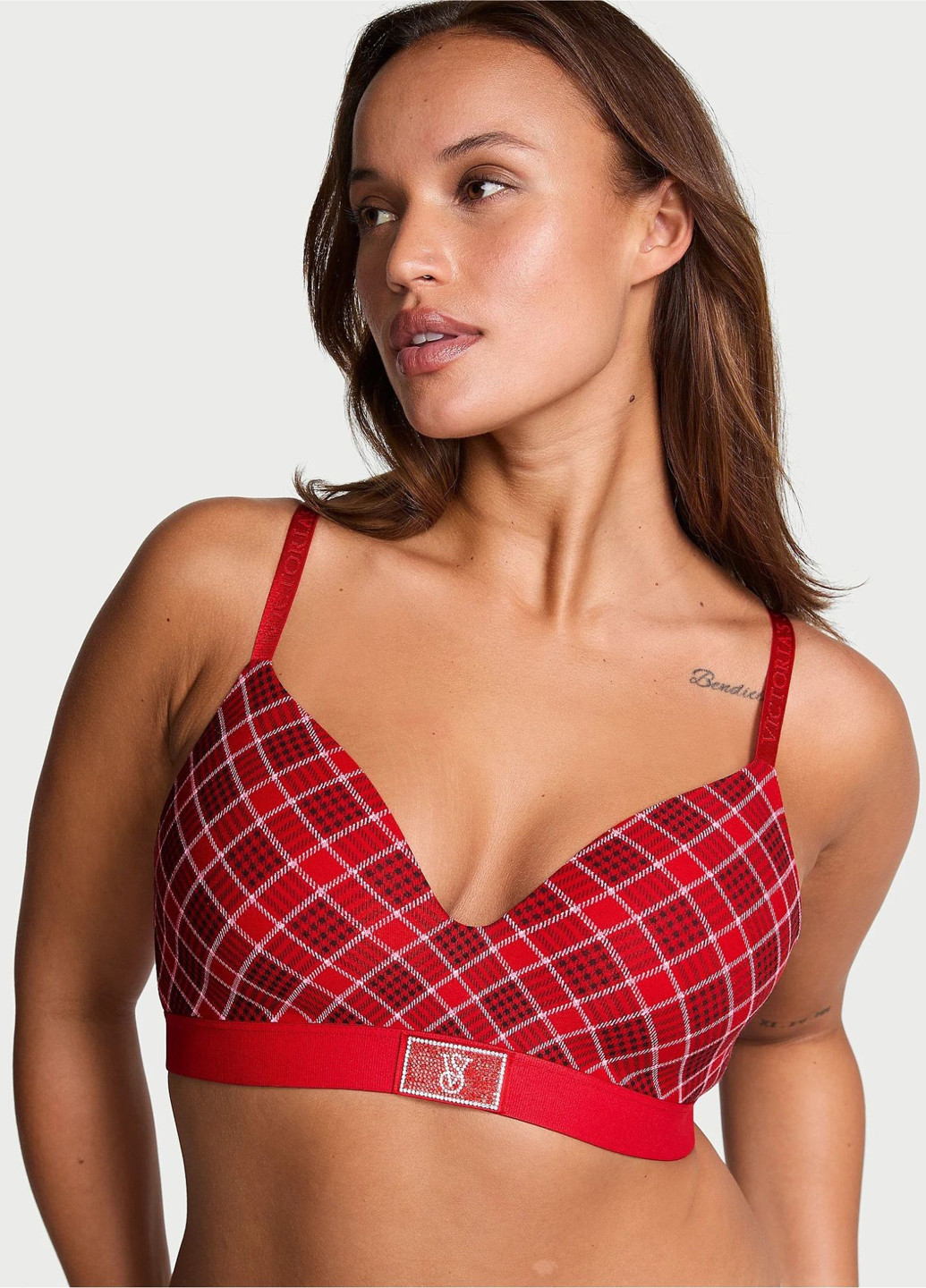 Красный топ бюстгальтер Victoria's Secret без косточек хлопок