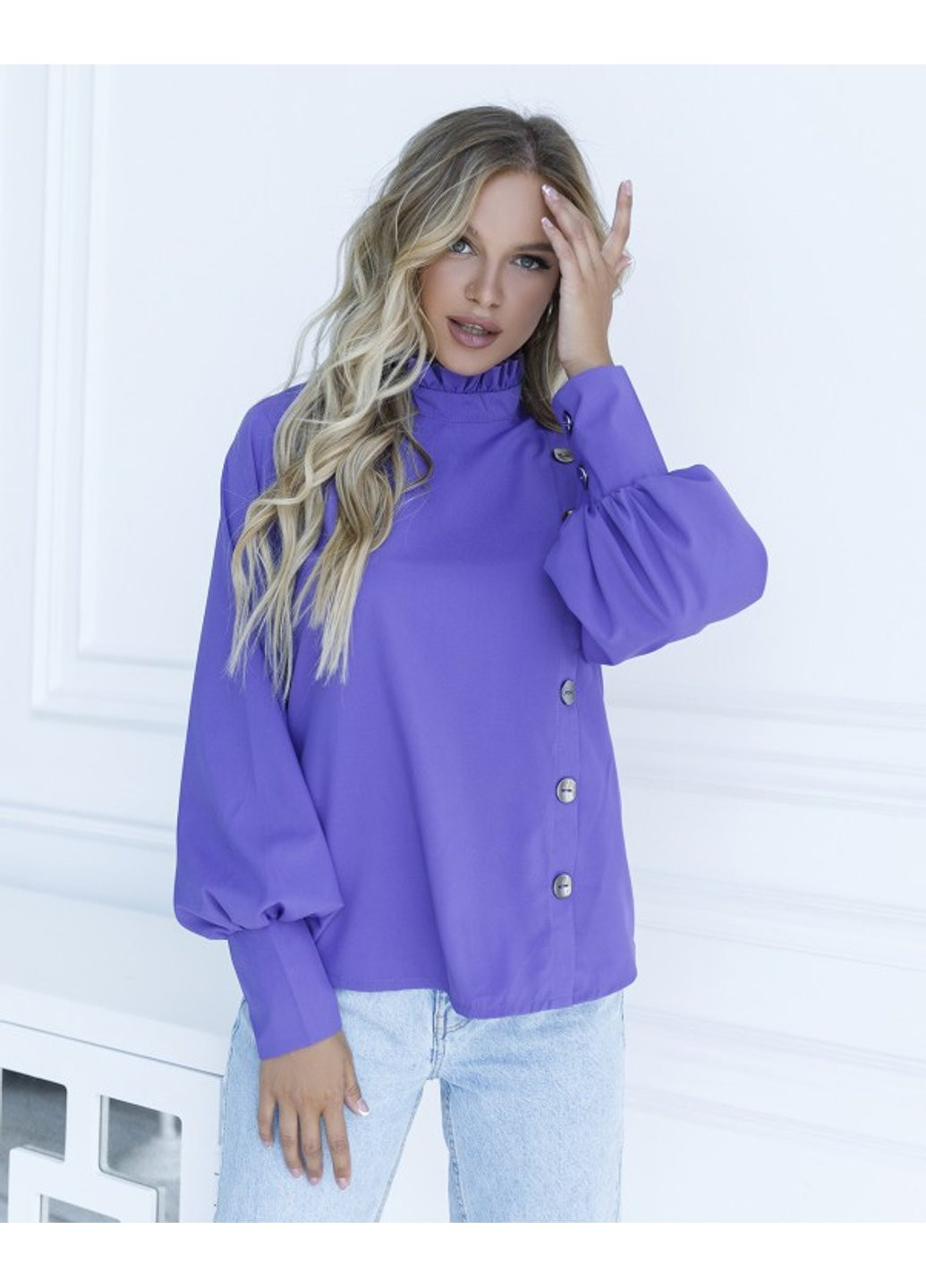 Фиолетовая демисезонная блуза sa-10 s фиолетовый ISSA PLUS