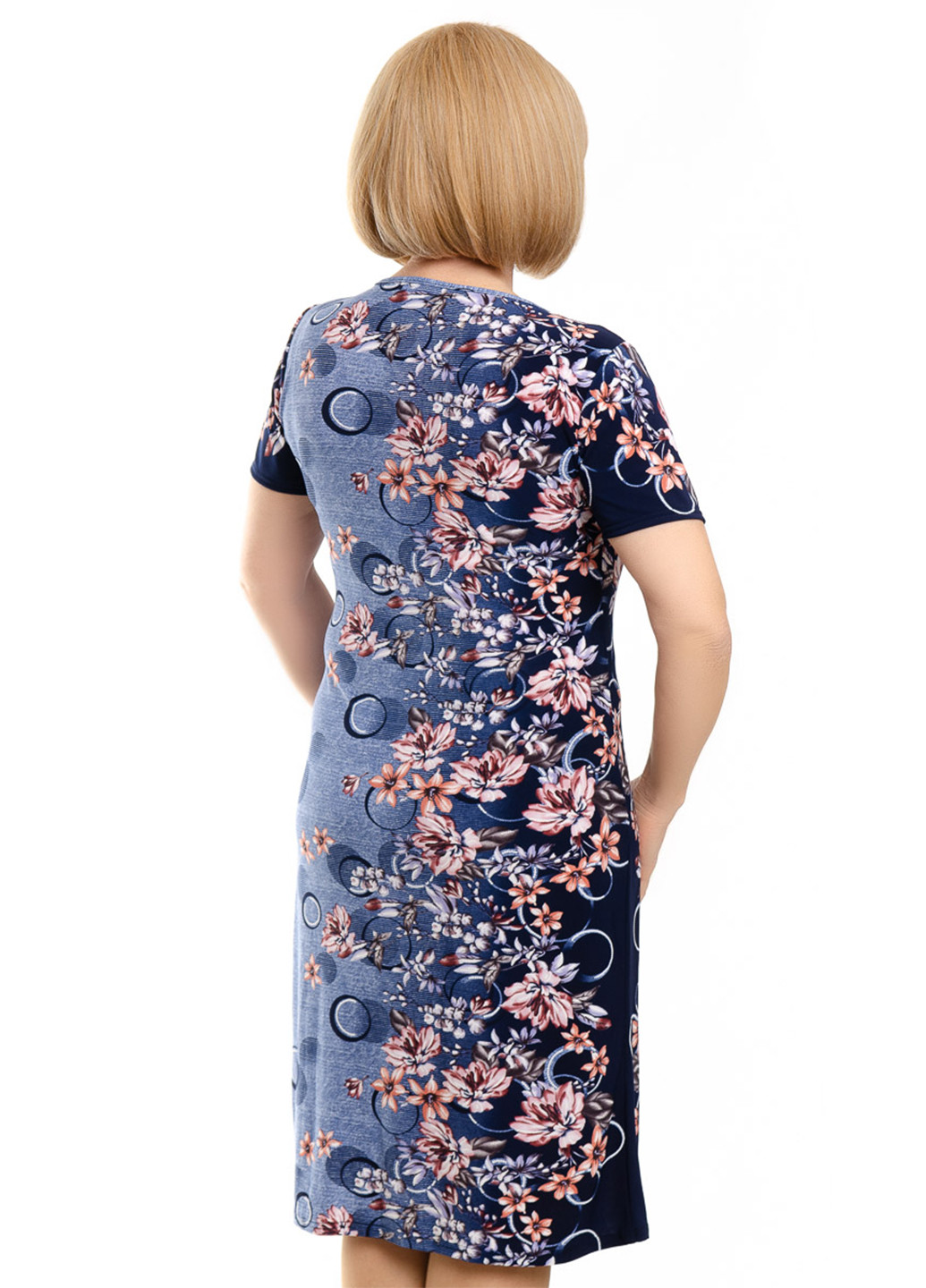 Блакитна ділова сукня футляр LibeAmore з малюнком