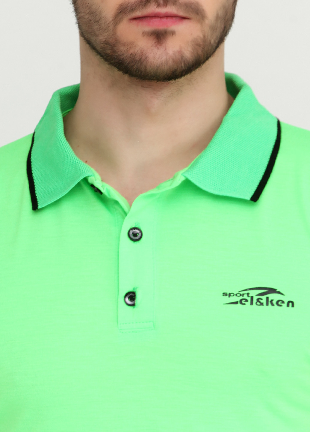 Салатовая футболка-поло для мужчин EL & KEN с логотипом